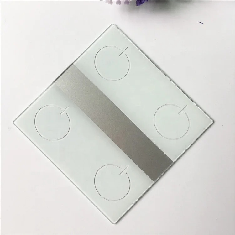 Glass factory customized White printed touch switch panel glass design