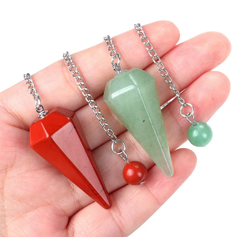 38mm Natural Healing Stone Hexagonal Column Pendulum For Home Decoration Gift Giving Crystal Crafts