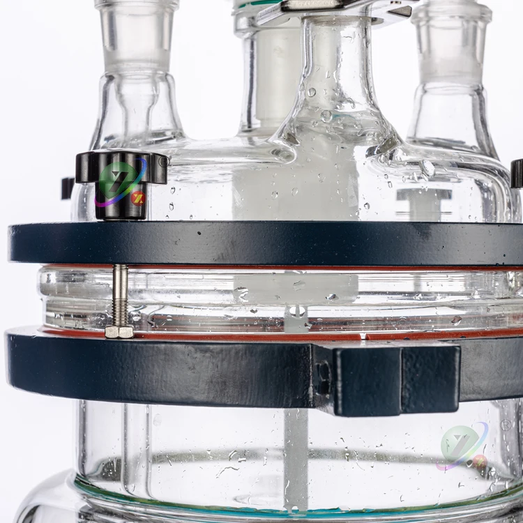 Chemical 10l jacketed double layer glass reactor vessel design