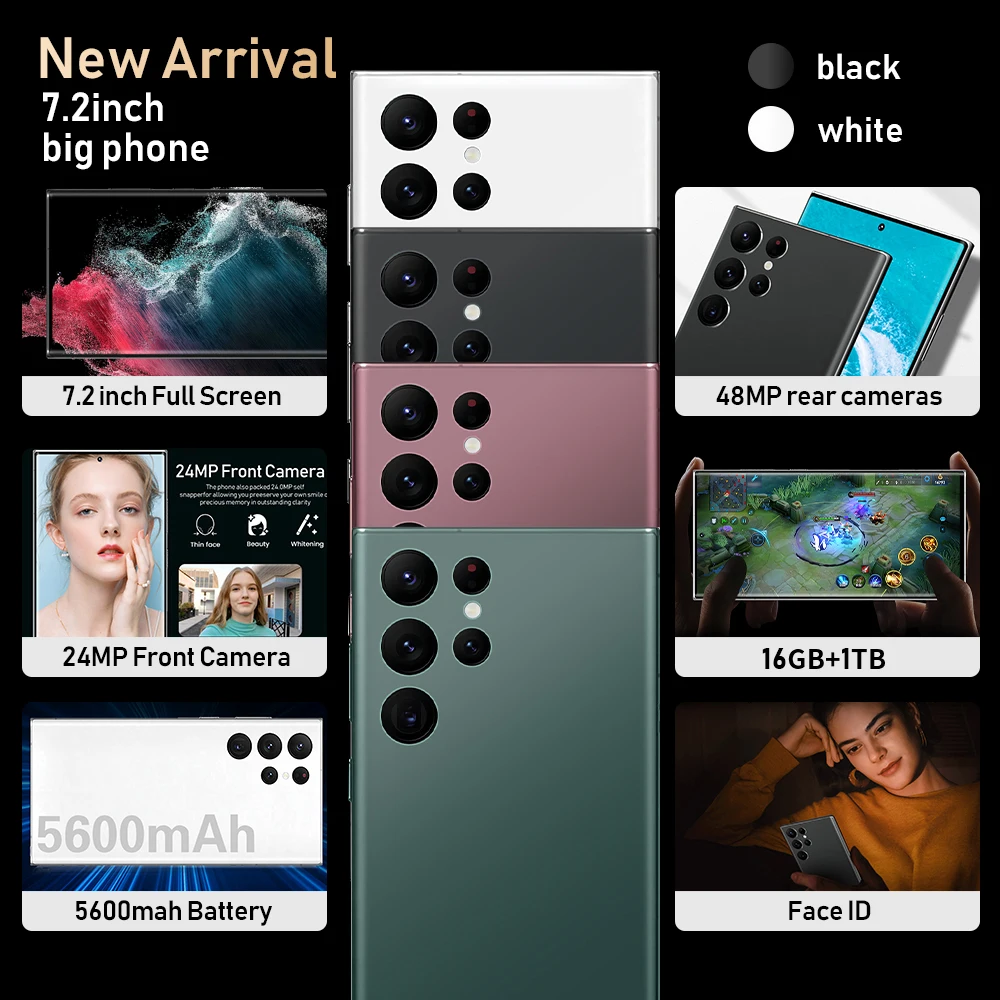 Galaxy S22 Ultra 16GB+1TB Smart Android Phone 6800mah Qualcomm 5G Dual SIM Dual Standby Unlocked Smartphone S22 ultra s22 ultra