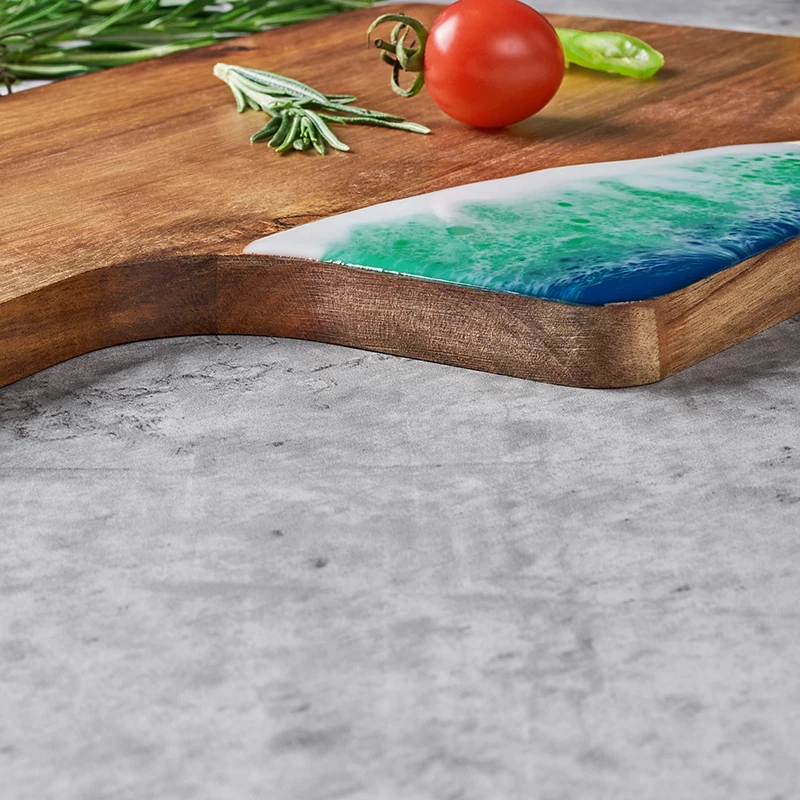 New Arrival Acacia Wood Resin Art Chopping Board Cheese Board Cutting Board