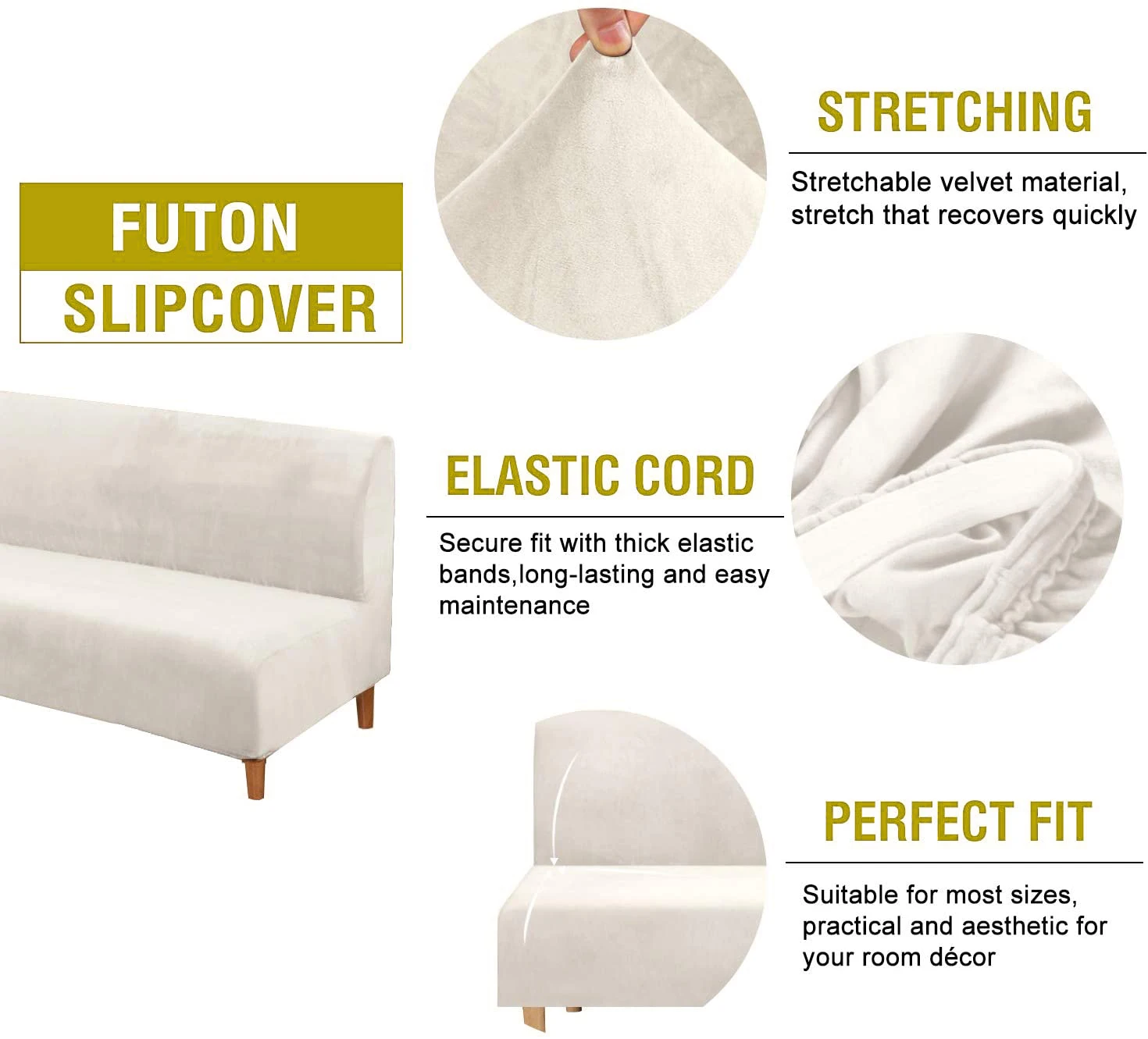 Solid color all-inclusive sofa covers custom fabric armless sofa bed cover folding seat slipcover thicker sofa covers