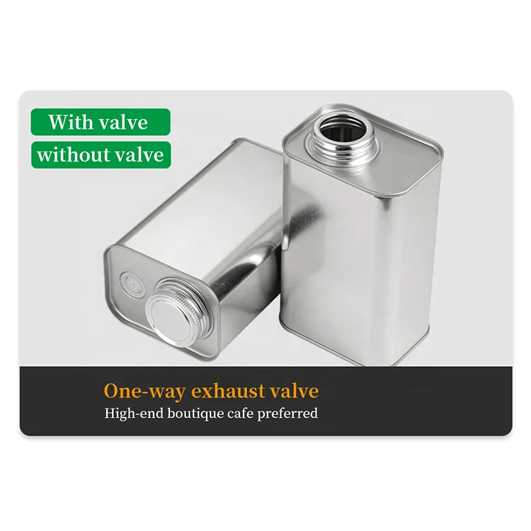 Customize 270g Degassing Valve Coffee Bean Packaging Food Grade Metal Can Rectangle Tn Can For Coffee