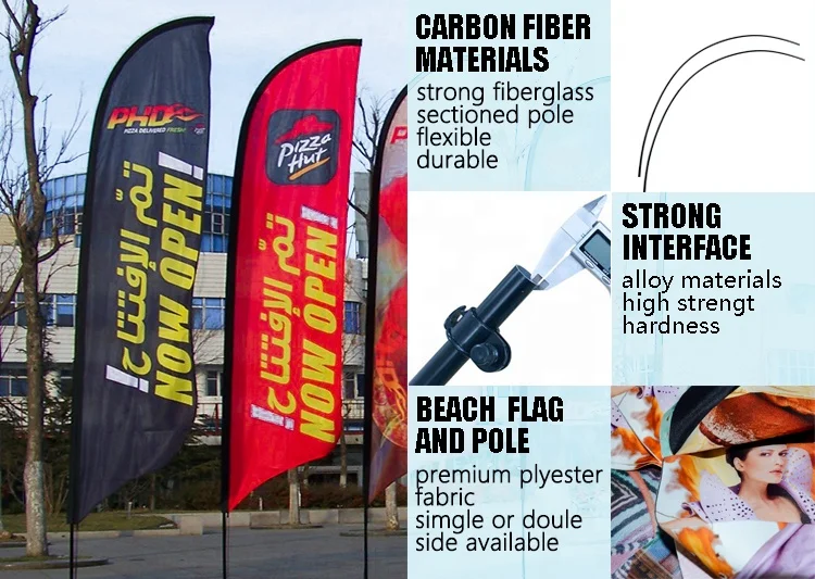 Custom Cheap Floor Stand Flags Double Sided Feather Beach Flag Base