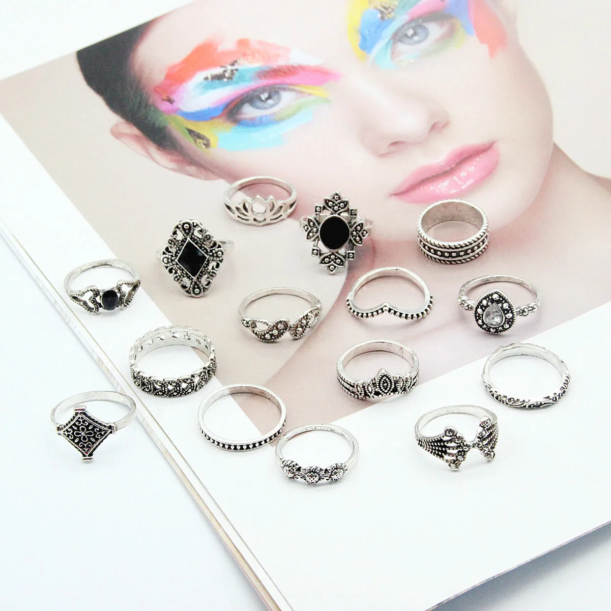Lateefah OEM Anillos Diamond Wedding Wholesale Women Fashion Retro Finger Rings Set Ring