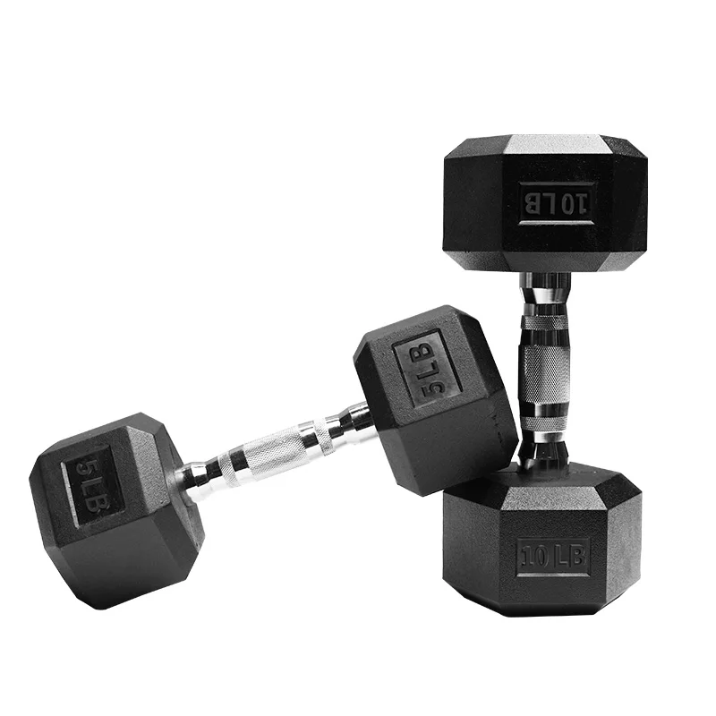Wholesale Factory Sale Weight Lifting Hexagonal Coated Iron Hex Head Pounds Black Rubber Dumbbell Hex