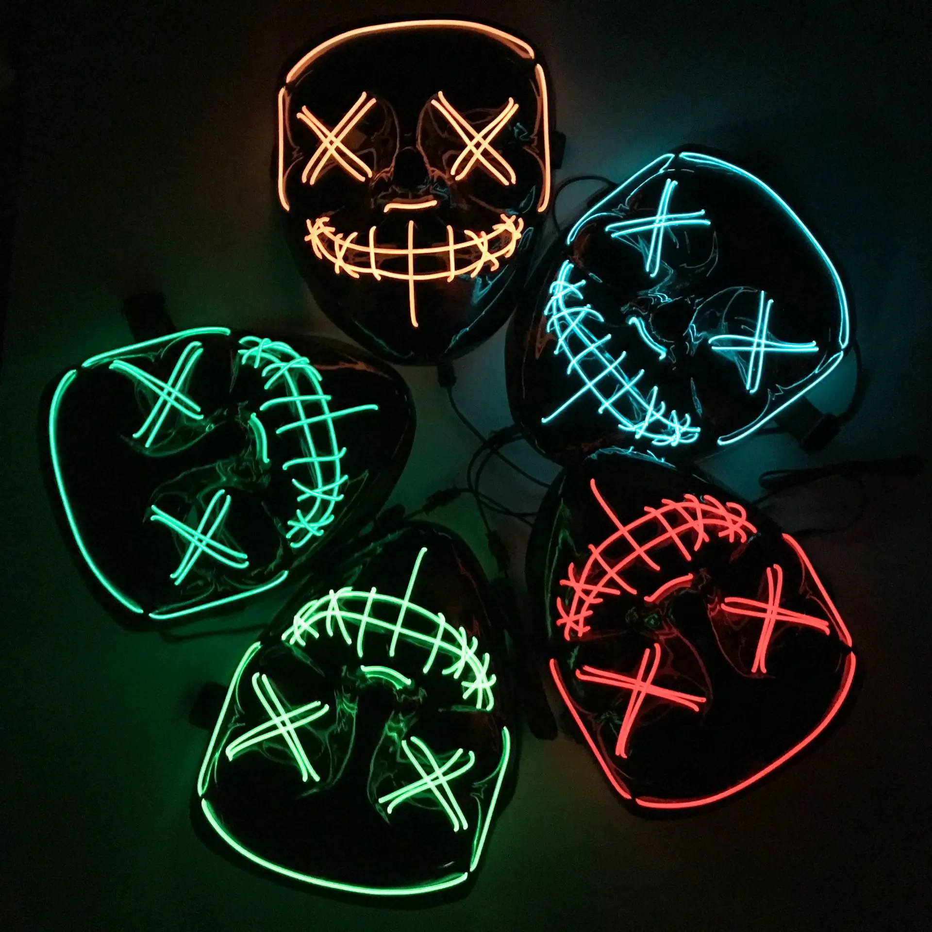 Prom led cool luminous mask Halloween funny scary face mask EL cold light creative mask