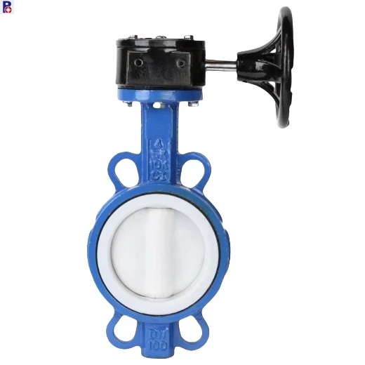 Самая низкая цена ковкий чугунный корпус PTFE дисковый редуктор DN100 DN150 вафельный Клапан-Бабочка