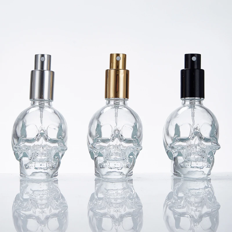 Factory Custom Special Shape Glass Perfume Bottle 50ml Skull Shape Perfume Bottles