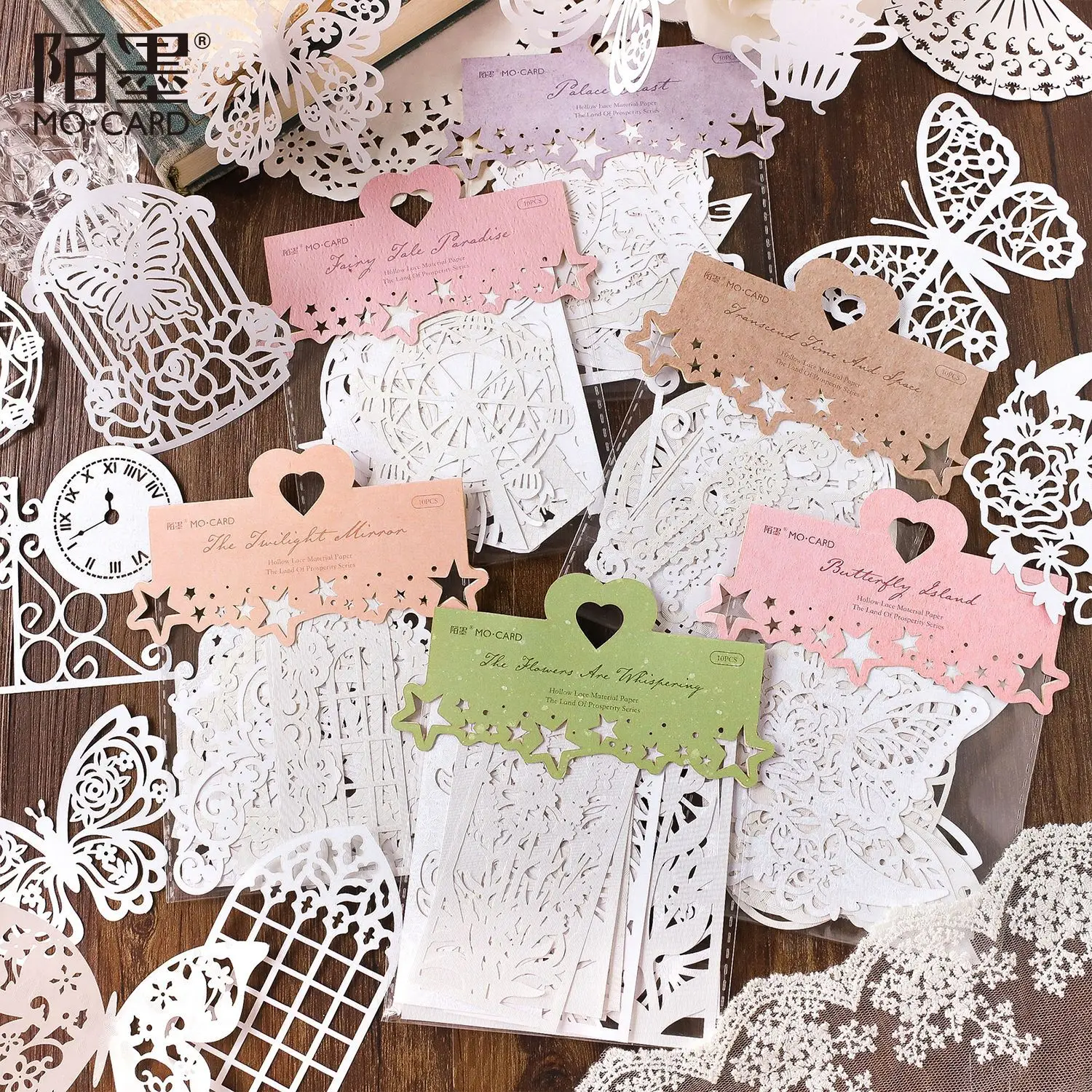 10pcs/pack openwork lace material paper prosperity of the realm series handbook DIY decorative paper collage bottoming material