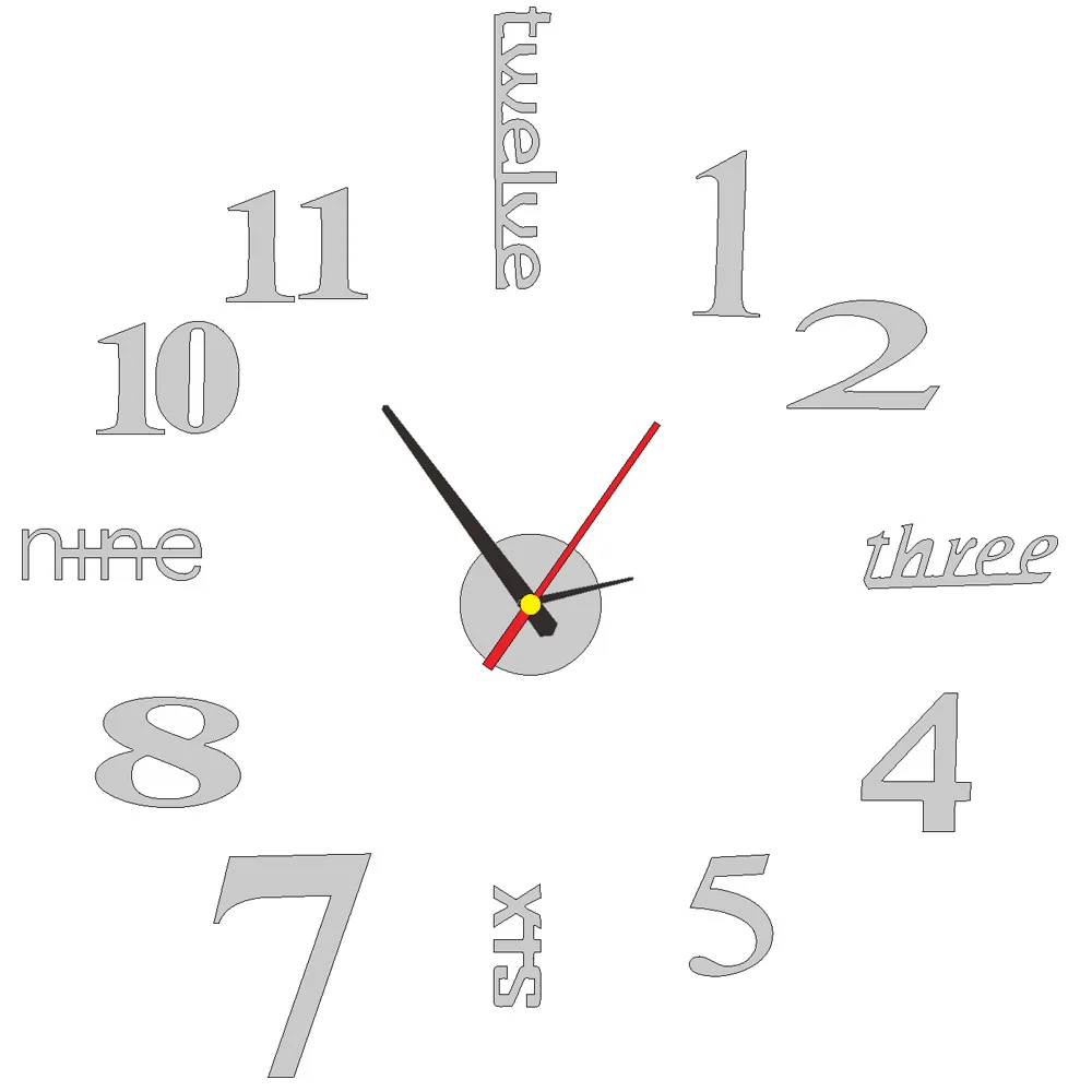 acrylic 3D DIY simple number  household and silence decorative quartz wall clock