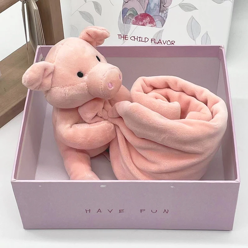 Custom Pig stuffed blanket Cotton Cute Lion Baby Security Blanket Plush Baby Security Swaddle Blanket