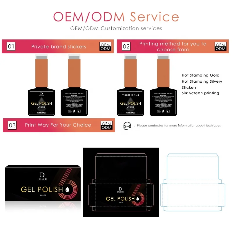 Nail Gel Polish Set Supplies For Professionals Customized Soak Off 6 Color Nail Art Gel Nail Polish Set