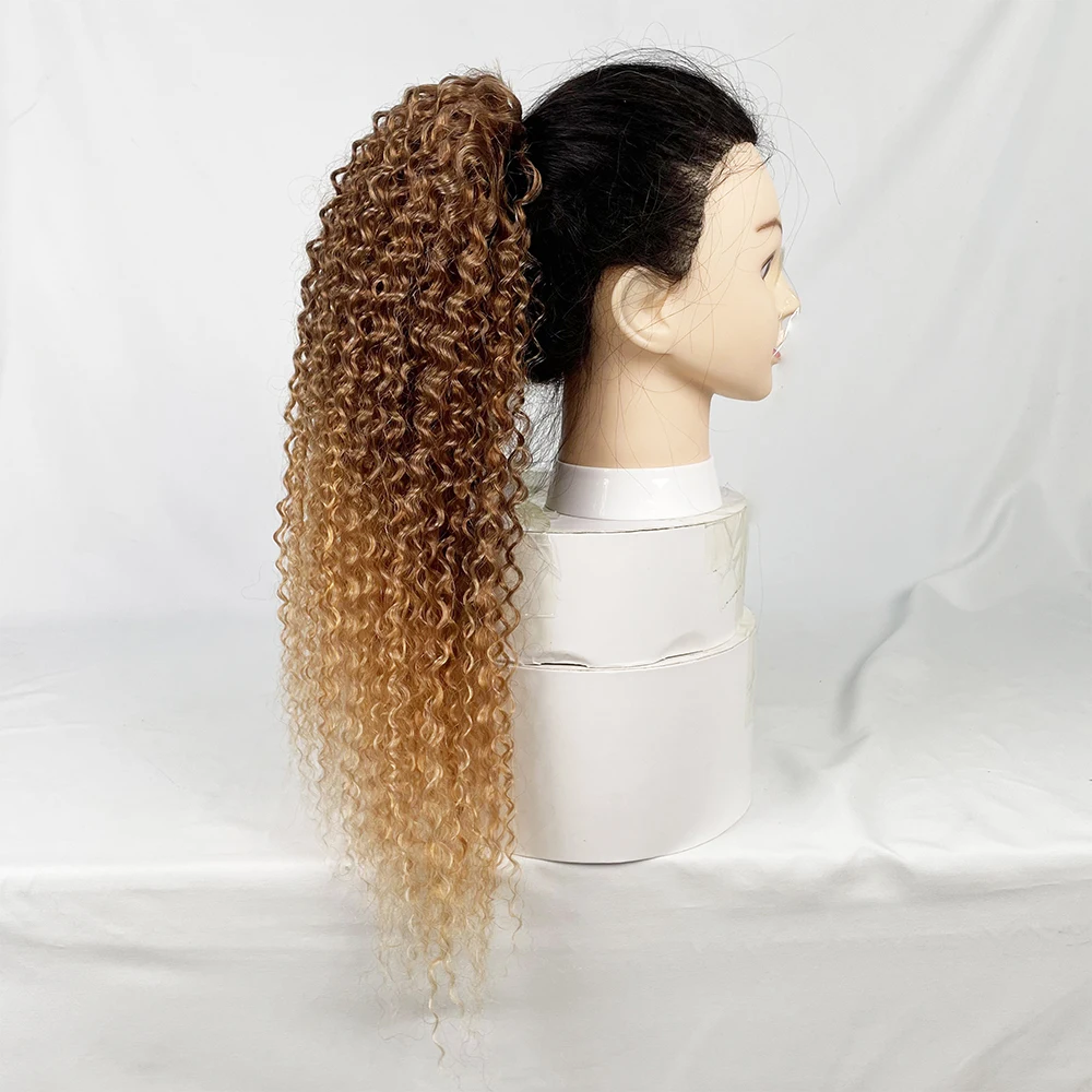 novelties top quality burmese blonde kinky curly ponytail with hair crunchy crunchies hair ties crunches band