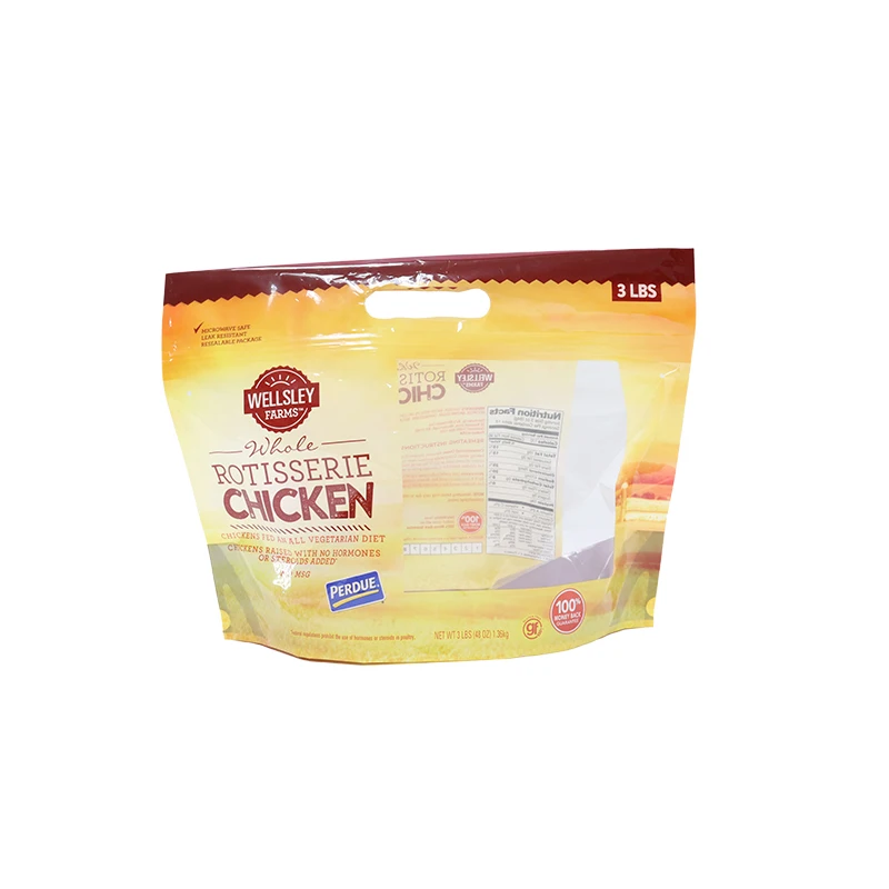 Printed Plastic Anti Fog Composite Bag Roasted Chicken Frozen Food Packaging Bag with Zipper