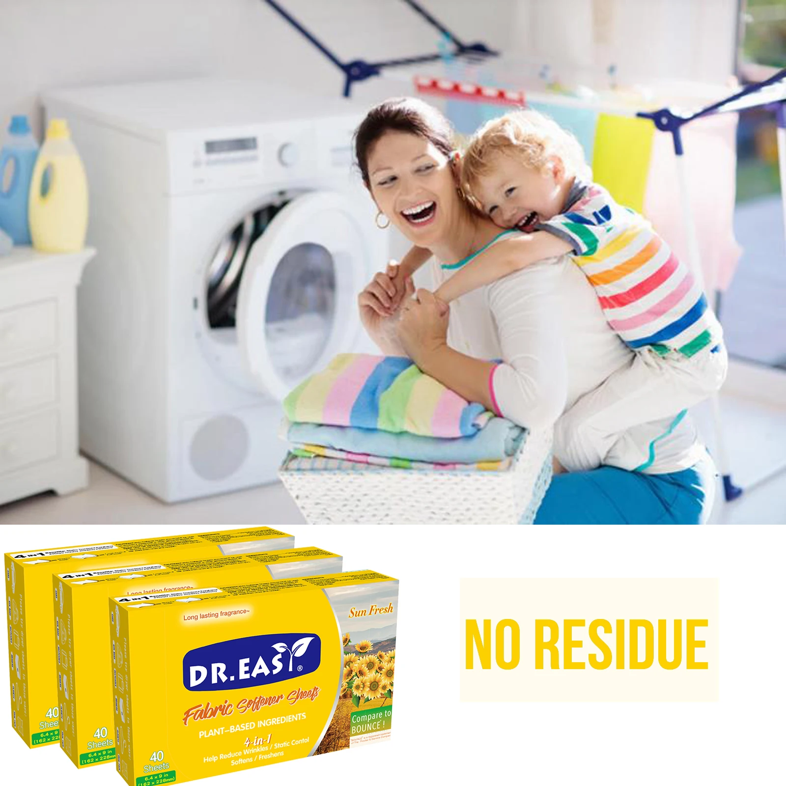 40 Sheets Portable Fabric Softener Dryer Sheet