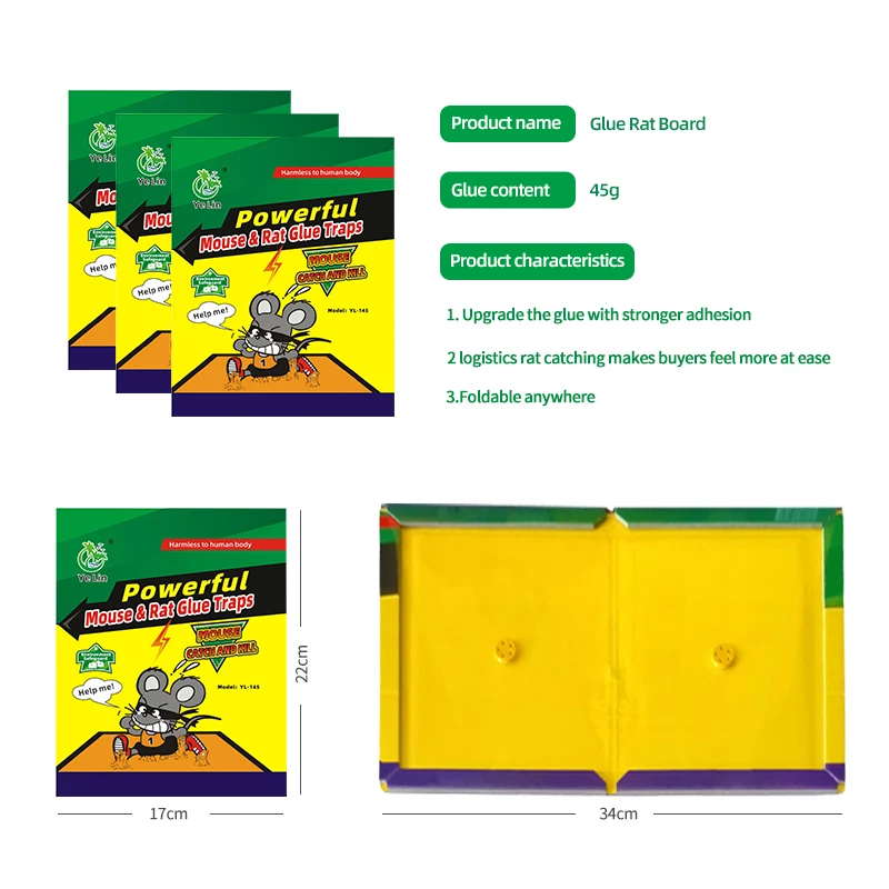 Non-toxic Mice Glue Catcher With Peanut Butter Smell Yellow Light Weight Waterproof Mouse Killer Indoor Rat Trap