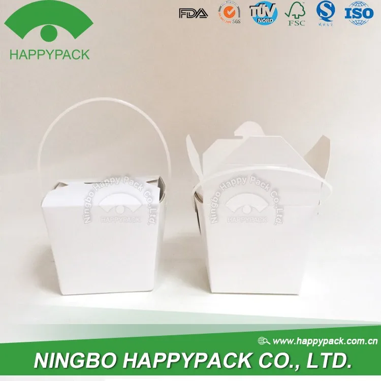4oz 8oz 10oz 12oz 16oz custom printedcolour logo paper square food noodle boxes with handle