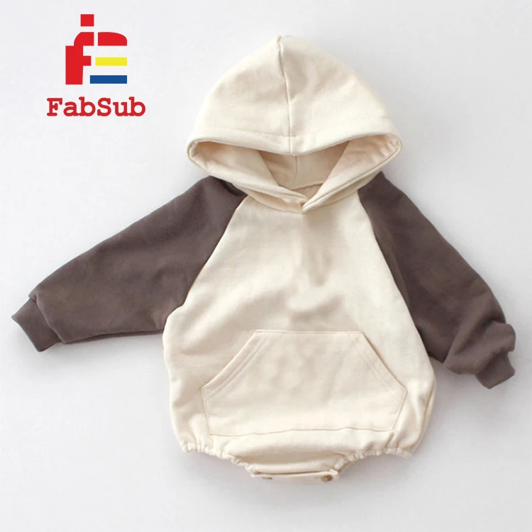 Toddles Sweater Bubble Romper French Terry Long Sleeve Raglan Hoodie Romper Bodysuit Pocket Autumn Sublimation Baby Romper