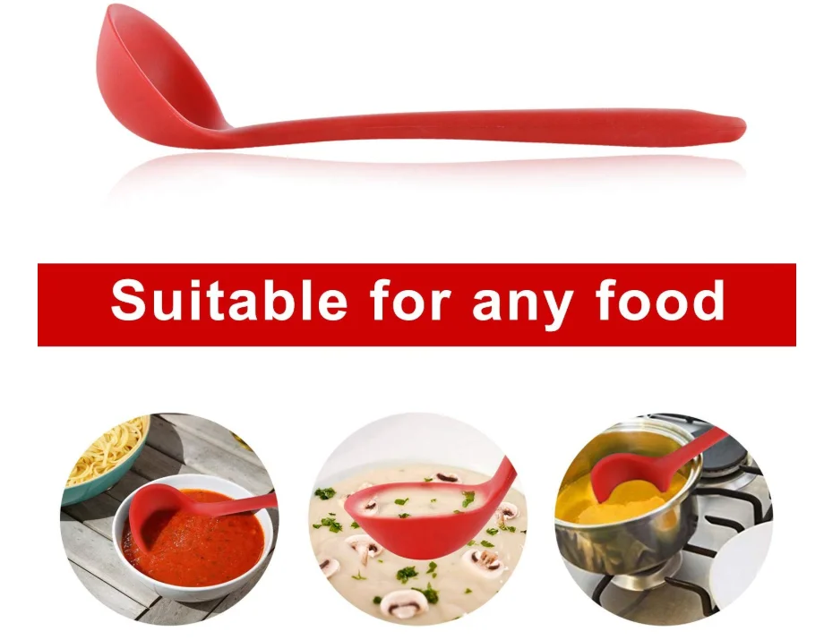 High Quality  Heat Resistant Non-Stick Durable Silicone Soup Ladle Ladle Spoon