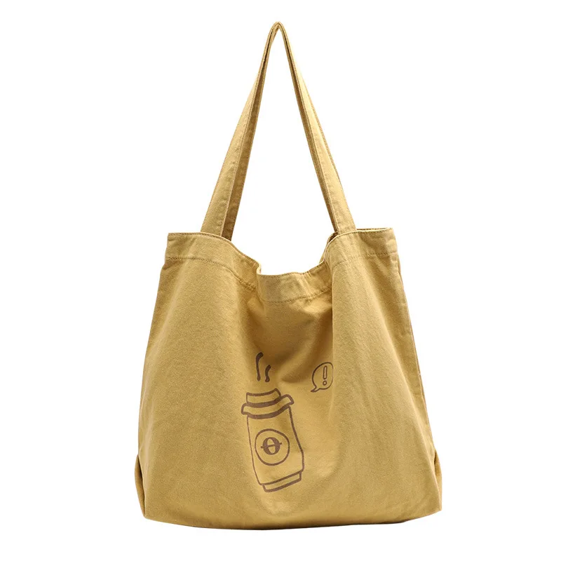 
New Girls Summer Fresh Trend Cartoon Shopping Handbag Custom Logo Spring Canvas Sling Tote Bags Women Fashion Shoulder Handbag 