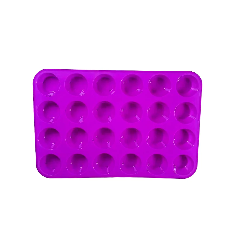 24 Cavities Food Grade Nonstick tin Tray Sets Silicone Round Cupcake Muffin Baking Pan Silicon Cake Mold Bakeware