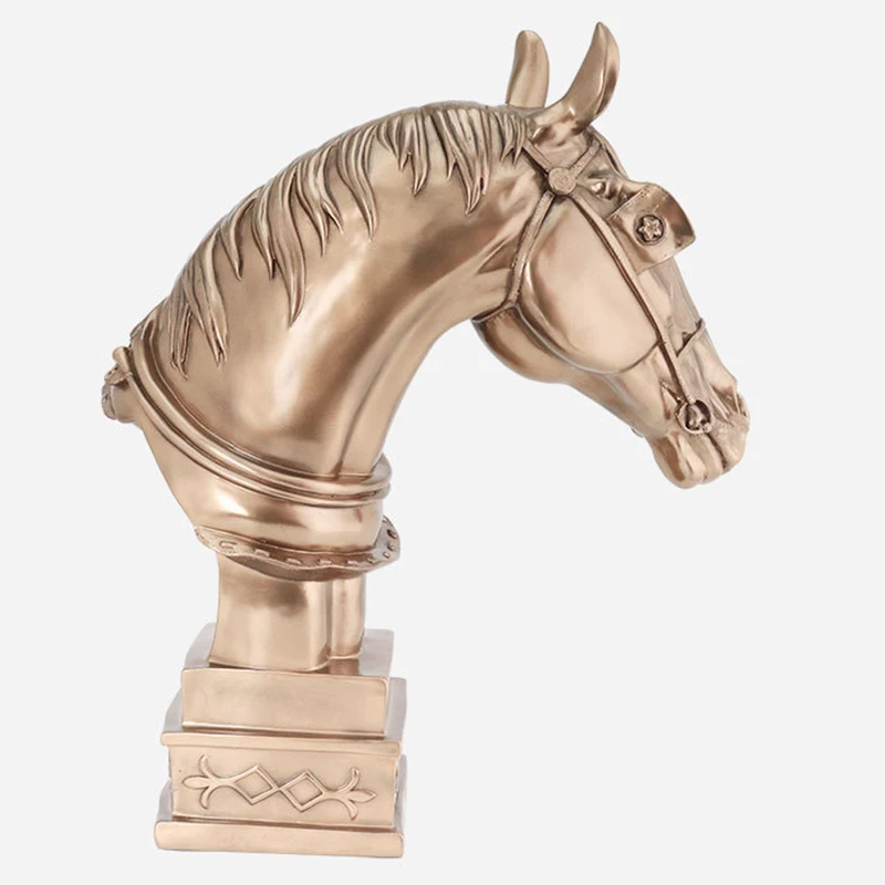 Hot Lucky Horse Head Statue Resin Crafts Horse Decoration Resin Animal Sculpture Art Craft Nordic Home Decoration Accessories