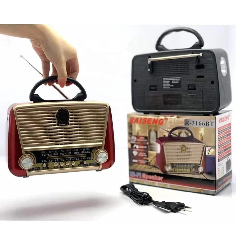 Raiseng Factory Made Cheap Retro Am Fm Wireless Radio R-3166bt Portable Vintage Style Torch Am Fm Radio