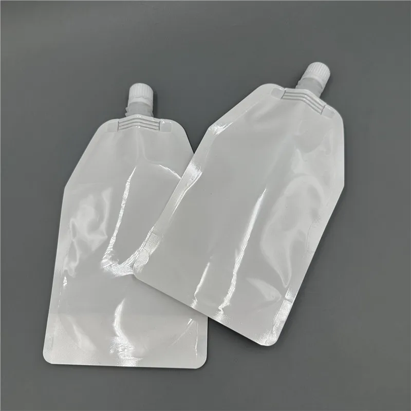 Low MOQ 500pcs Reusable Milky White Shaped Spout 400ml Pouch 13.5 oz Empty Stand Up Pouches Refill Liquid