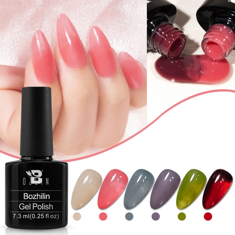 BOZLIN Hema Free 15ml 30 Colors Semi Transparent Nude Jelly Soak Off UV Nail Varnish Gel Nail Polish