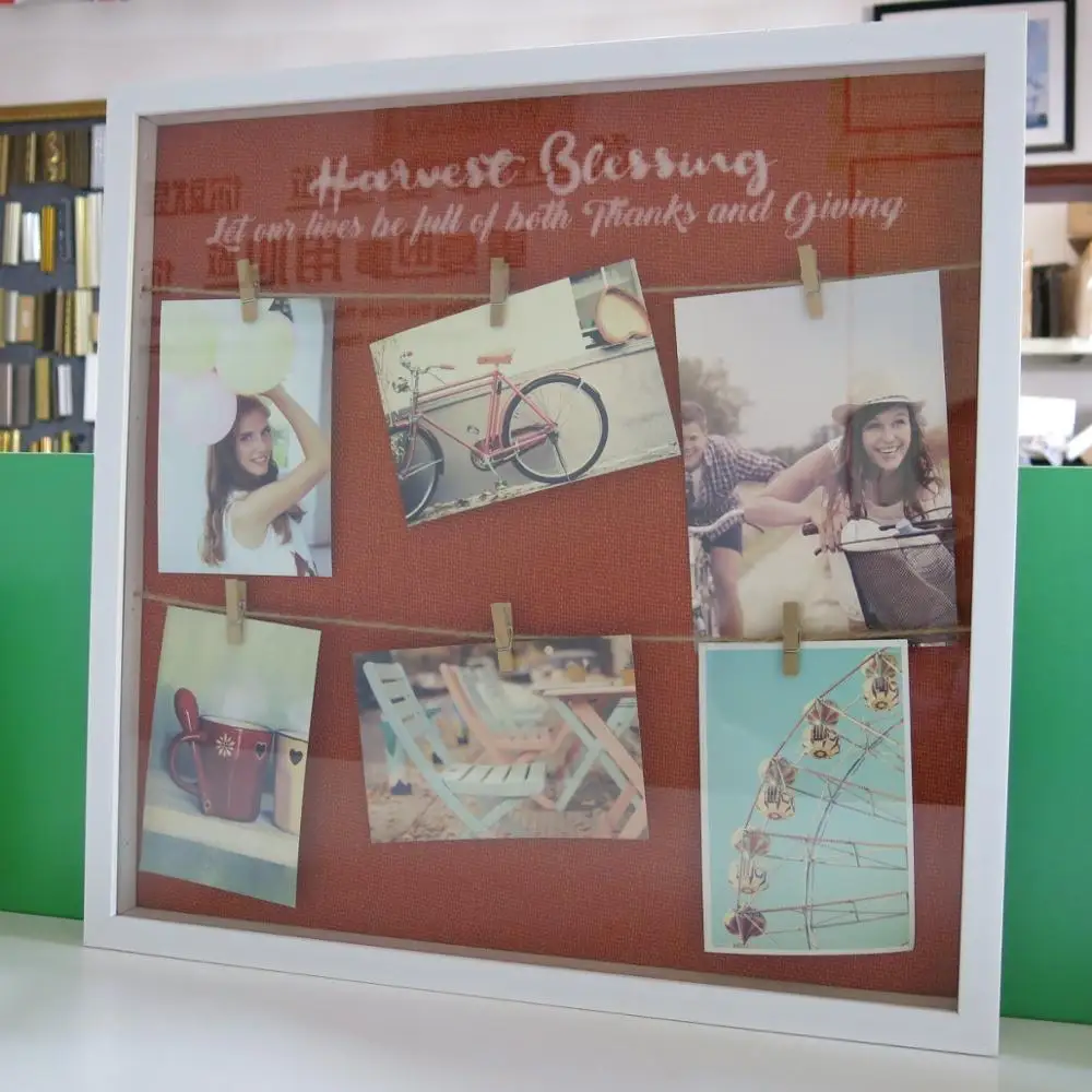 Fashionable High Quality Background Linen 6 Clip DIY White Environmental Protection Plastic Photo Frame