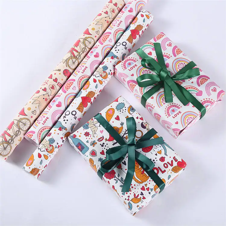 Best selling custom print kraft paper gift wrapping paper for gifts packaging