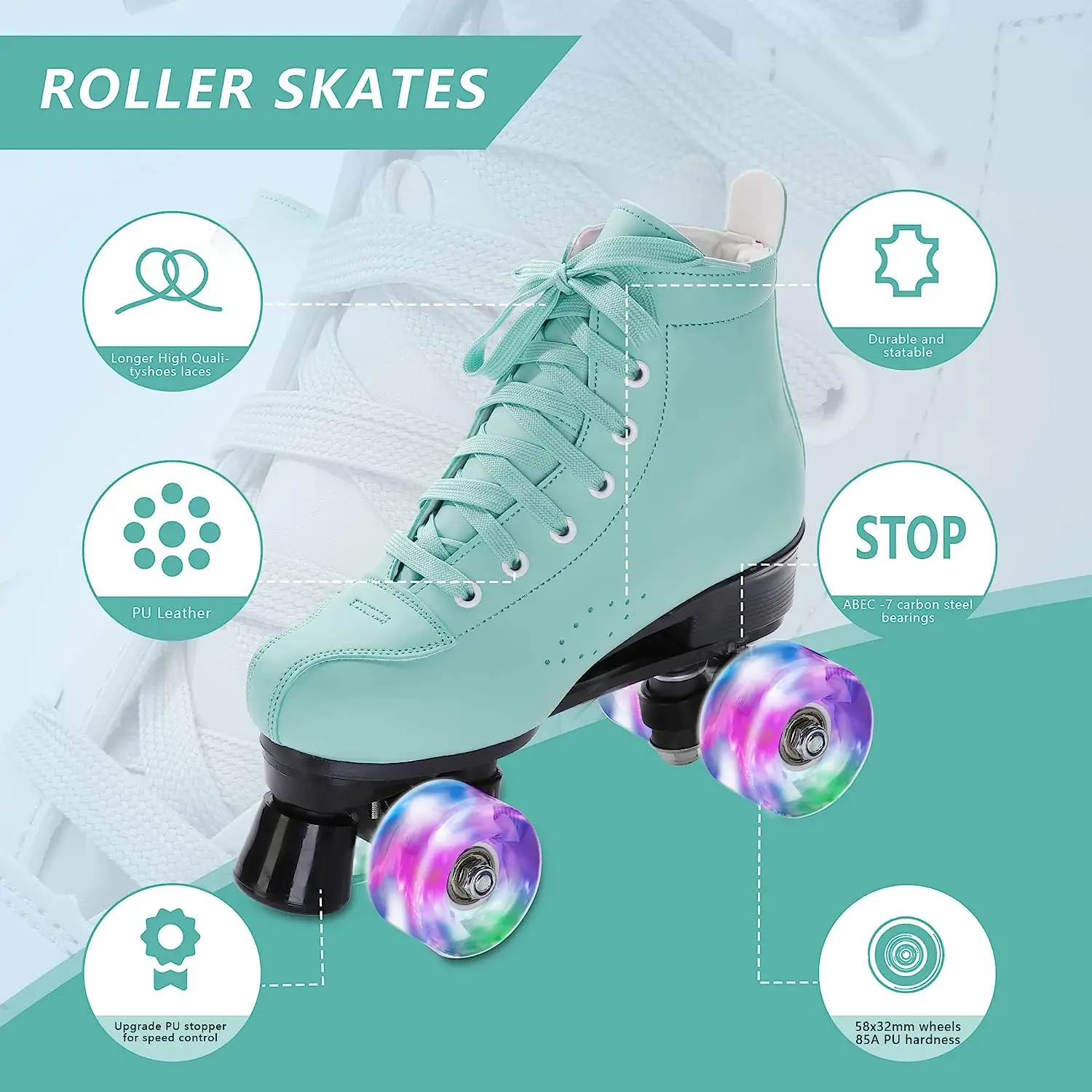 EACH New Arrival Quad Skates Flashing Skate Shoes Unisex Roller Skates for Women Adults Girl