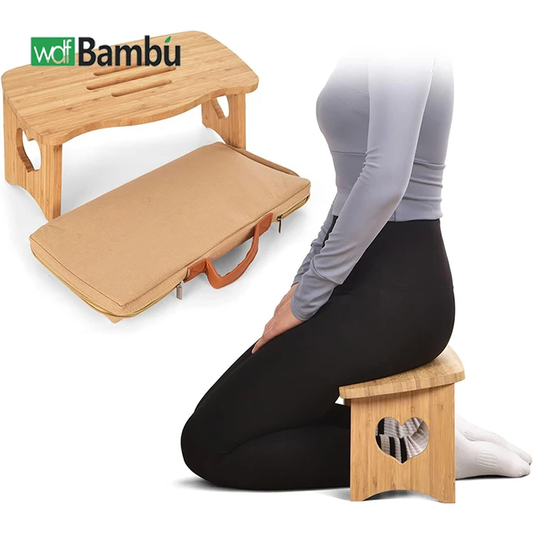 WDF Trending yoga meditation bench stool chair meditation folding chair bamboo meditation chair for relax mind and body