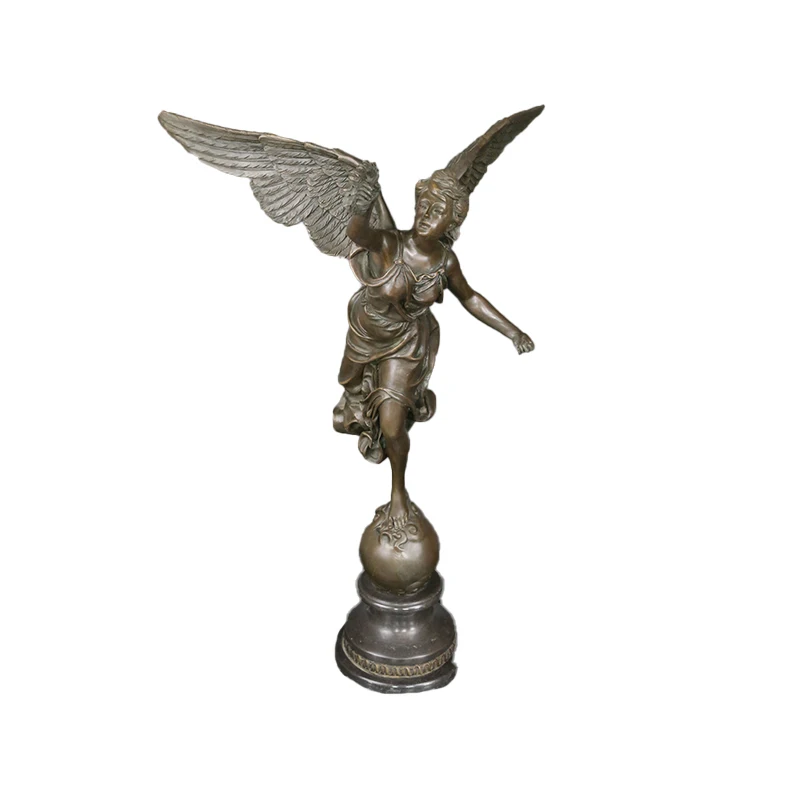 Modern garden decorative religious Custom life size bronze winged angel statue sculpture