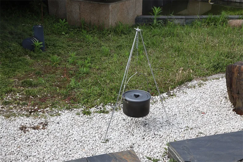 YAMA Outdoor Aluminum Hanging Stove Fire Triangle Bracket Picnic BBQ Cooking stove Tripod Pot Grill Stand Holder for  Camping