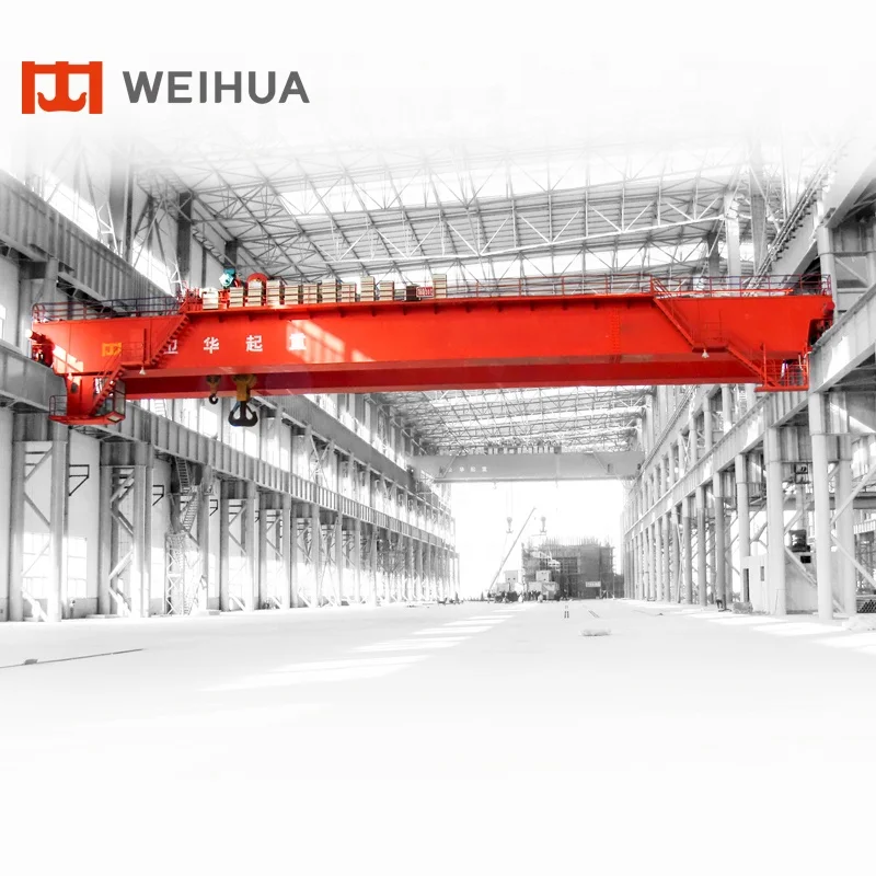 Weihua Heavy Duty 50 Tons Overhead Crane Double Girder Bridge Cranes For Steel Bar Factory