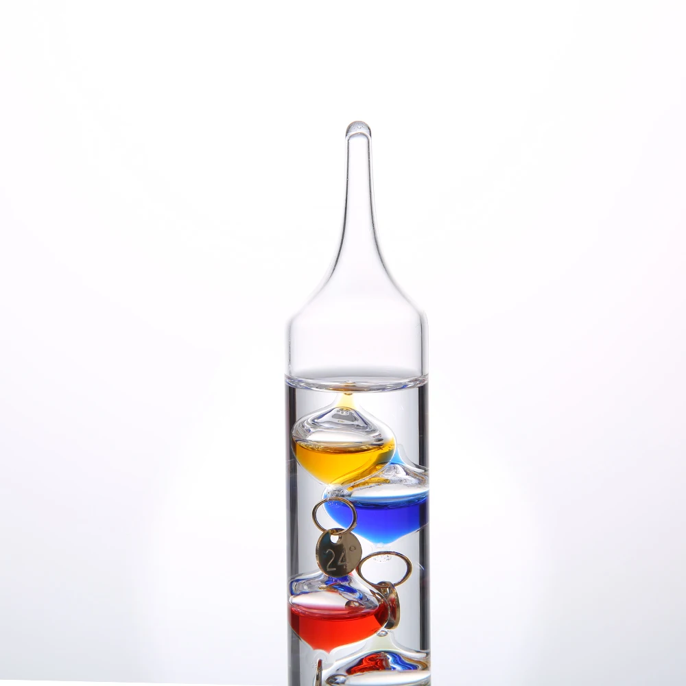 13 inch  high glass Galileo thermometer with 5 color balls glass decorative galileo thermometer barometer
