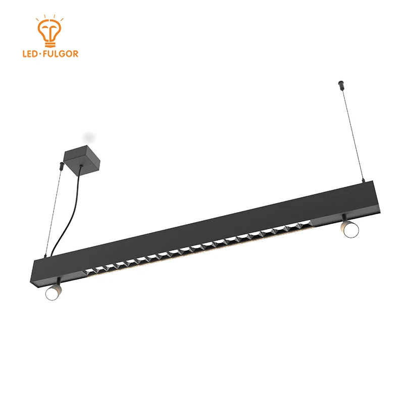 Beautiful black powder coating office shop Pendant Linear LED Light for Combination lighting