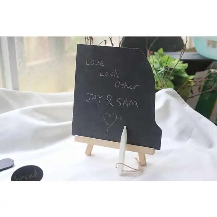 Double Sided Small Blackboard with Wooden Base Message Tabletop Mini Chalkboard Sign for School Wedding Birthday Bar and Party