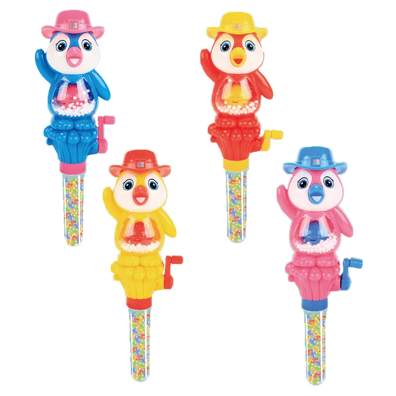 Baby toys 2022 weightlifting face change and cartoon manual snowflake stick toy with candy party favors