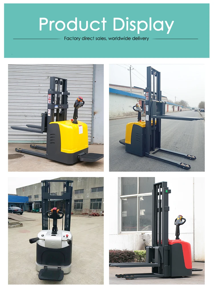 1.5 ton stacker electric price forklift truck hydraulic stacker pallet for hot sale Standing and driving full electric stacker
