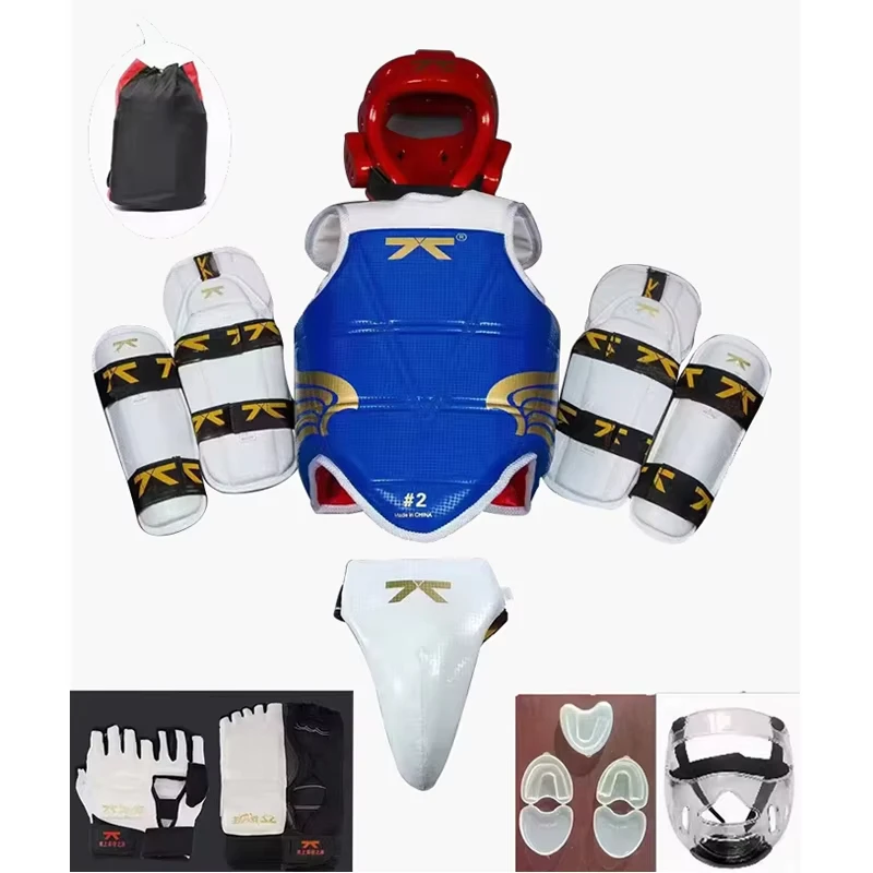 Manufacturers Support Custom Logo Taekwondo Training Equipment Set, Head, Chest, Arm, Groin, Leg, Foot Guard, Glove Bag