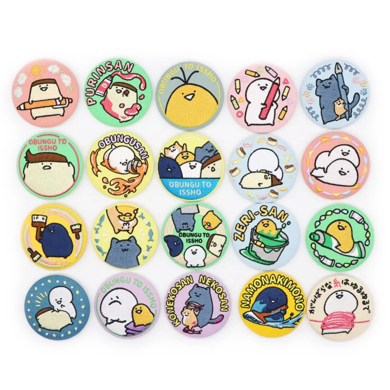 wholesale 50MM Colorful Plush Custom embroidery Applique Fabric Blazer Pocket Embroidered Badge
