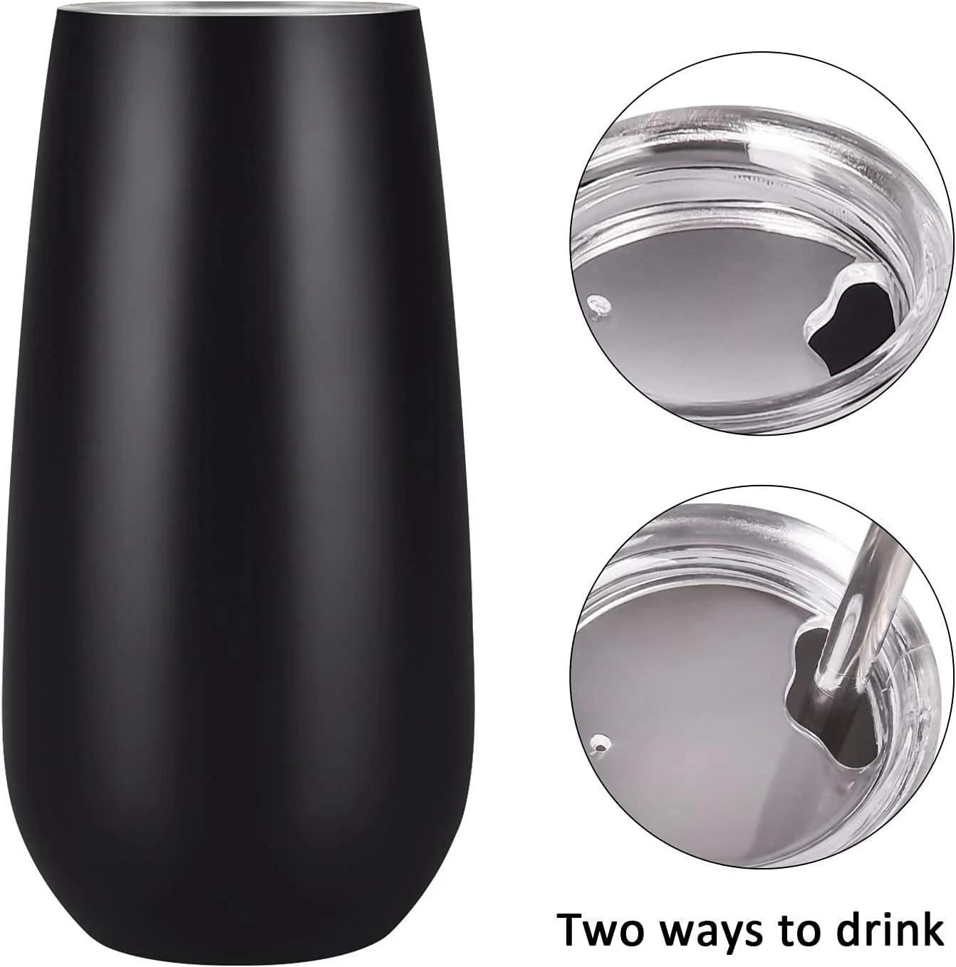 Custom 8oz Double Wall Stainless Steel champagne flute Insulated 16Oz Wine Tumbler Cups With Lid