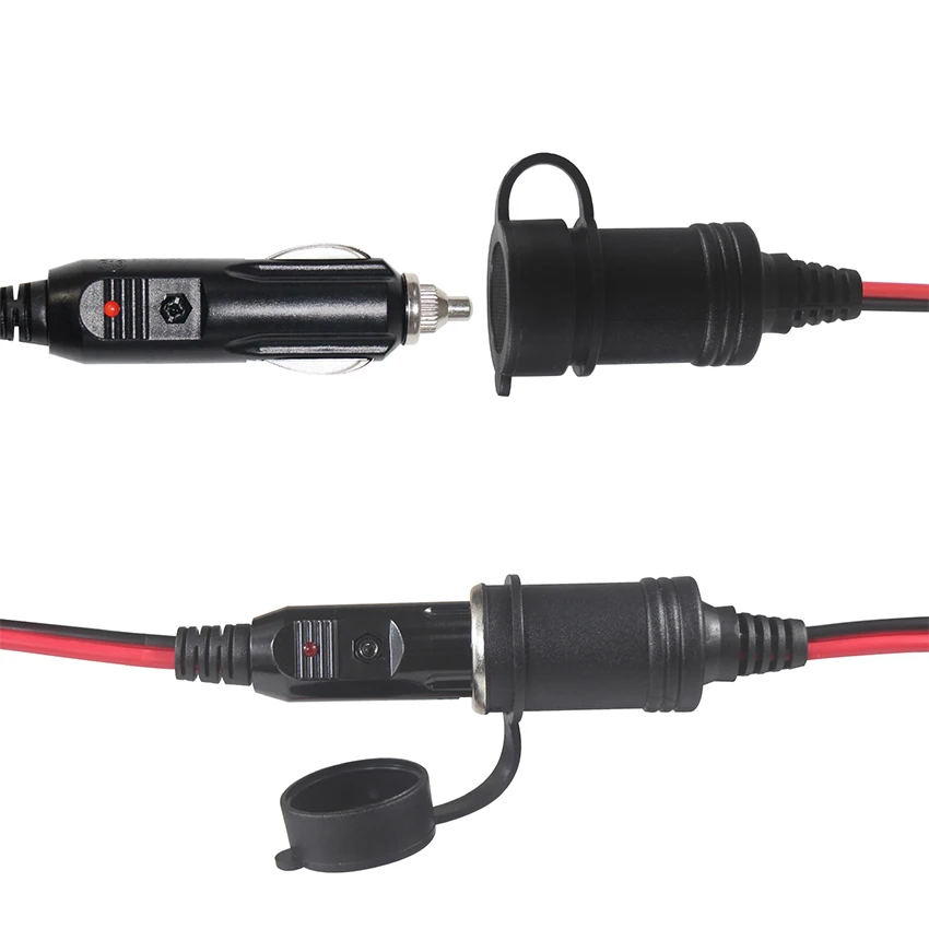 12V Car Charger Socket Light Extension Cable USB Power Plug Adapter Male Female 24V Fuse 10A Cigarette Lighter Charging 12-24V