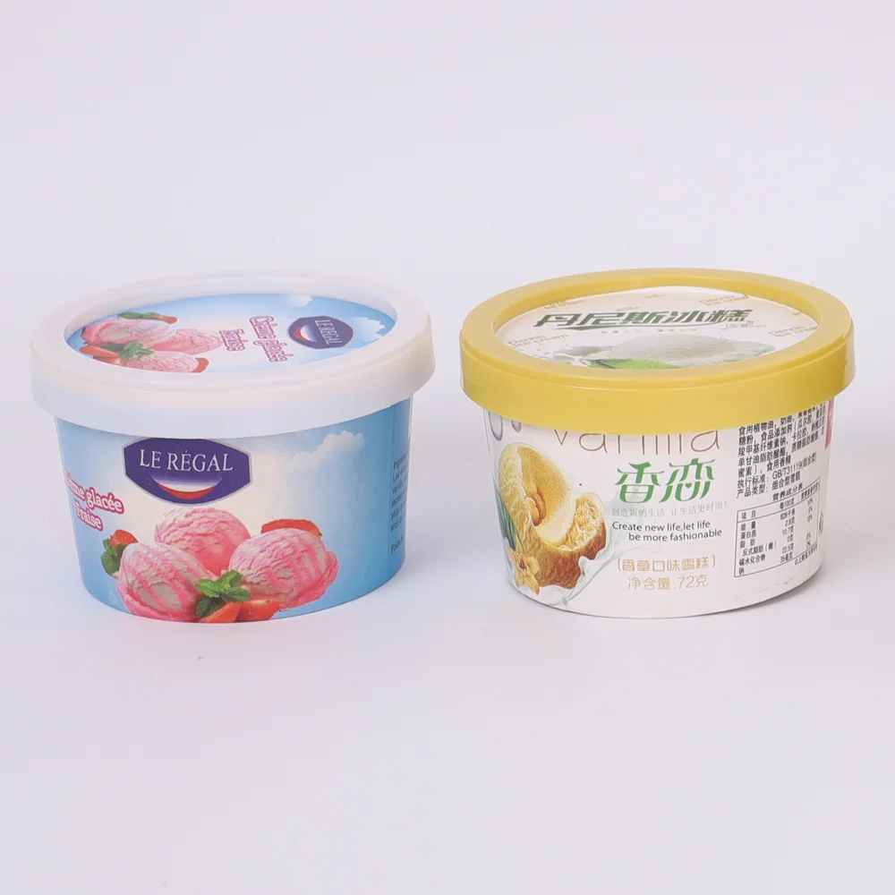 Custom Logo Printing 500Ml  Disposable 100Ml Cups With Lid Ice Cream Paper Cup