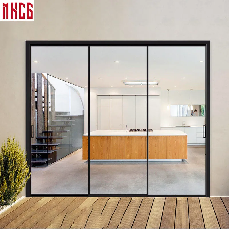 MHCG Customized thermal break aluminum doble glass hinged door triple glass argon filled swing door factory supplier of hinged