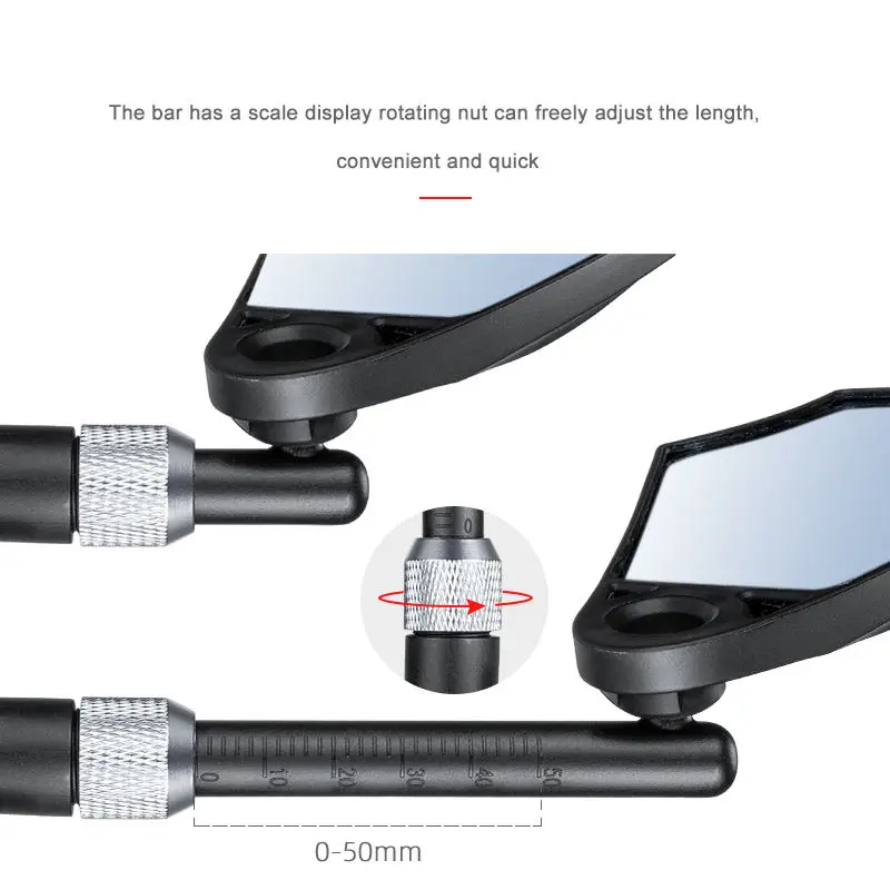 360 Degree Rotating Adjustable Bike Rearview Mirror Adjustable Telescopic Reflective Riding Mirror