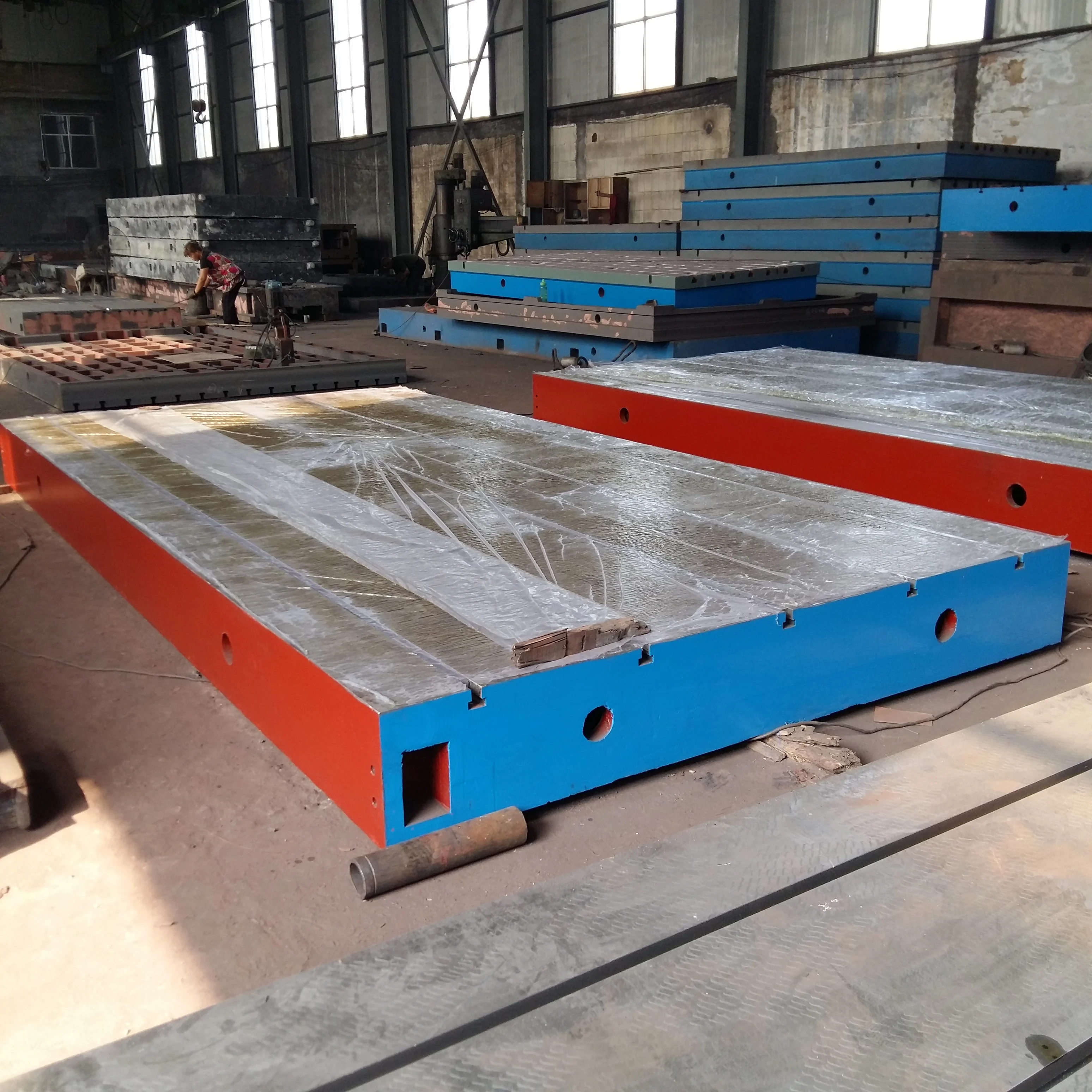 Assembly of cast iron surface plate test platform grinding plate